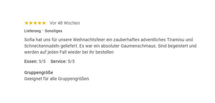 5 Sterne Google Bewertung Bewertung mit fünf Sternen, Beschreibung eines Produkts, Service und Verarbeitung.