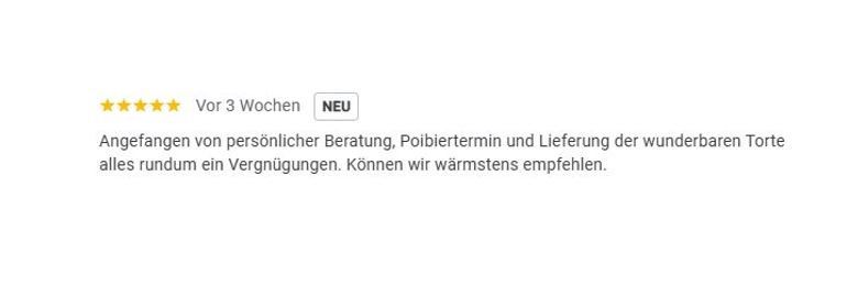 5 Sterne Google Bewertung Bewertung mit 5 Sternen, positive Rückmeldung zur Benutzerfreundlichkeit und Unterstützung.